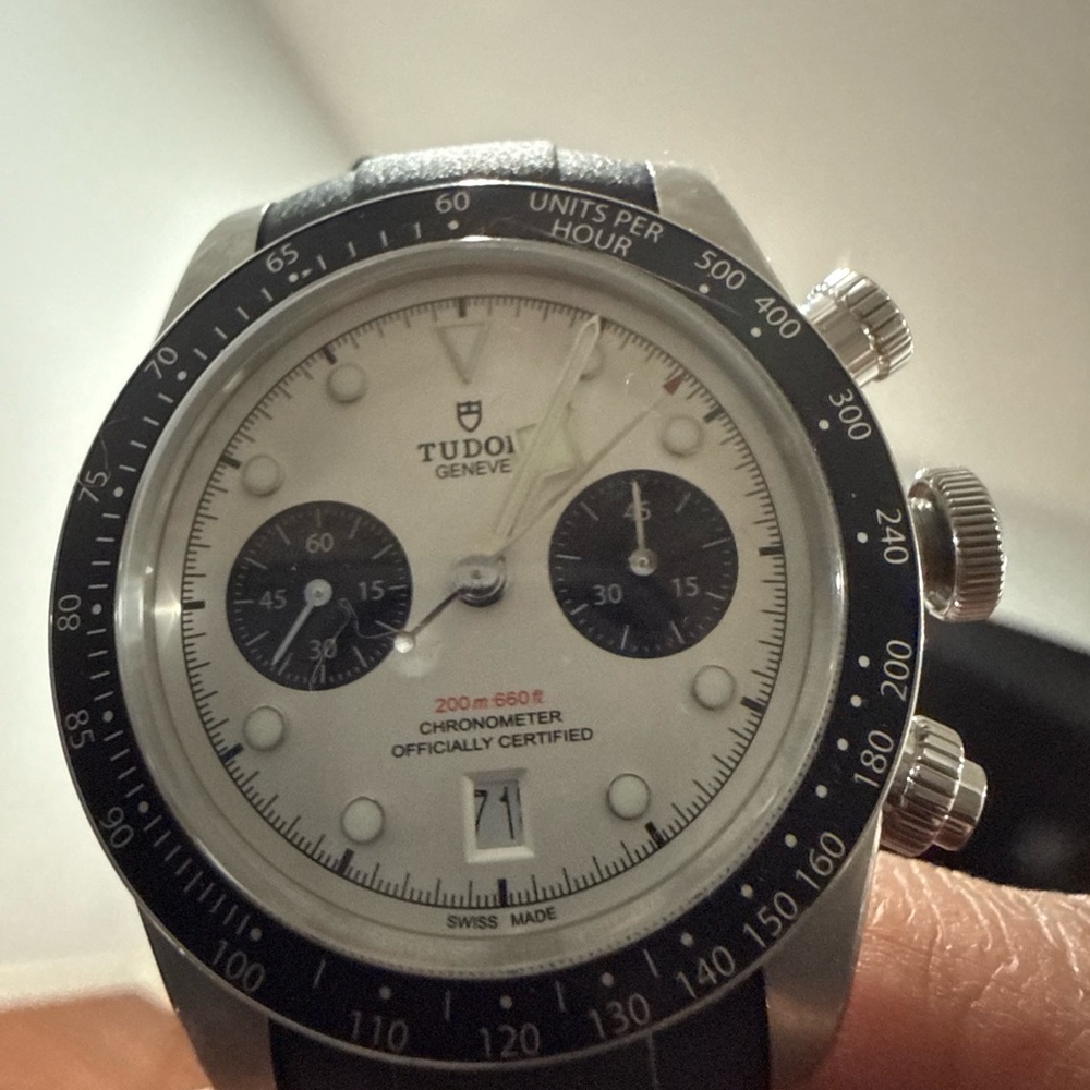 Tudor Black Bay Chrono Steel Watch with Black and White Dial